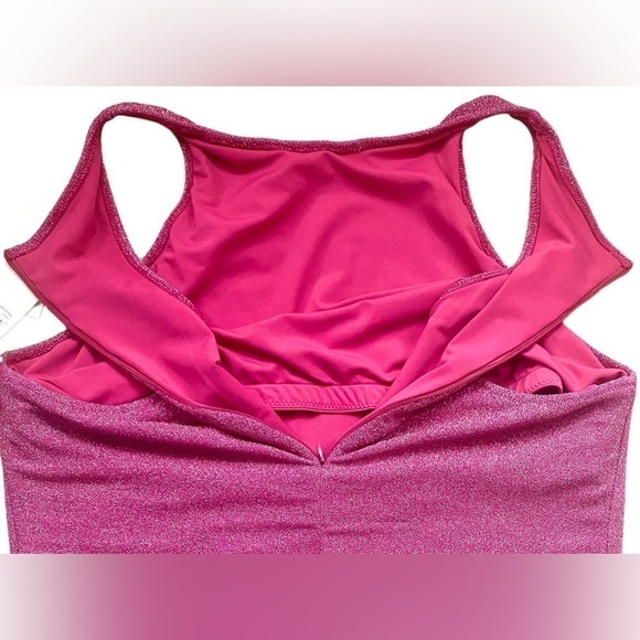 GOOD AMERICAN Hawaiian Pink Sparkle Racerback One Piece Swimsuit Size 7(4XL) NWT - Picture 5 of 11